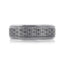 The Forgewake tantalum men's wedding band with laser engraved geometric pattern and mill grain beveled edges 7mm width