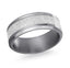 The Ironveil tantalum men's wedding band with meteorite inlay showing Widmanstätten patterns 8mm width