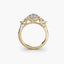 Gold ring with diamonds on a white background