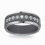 Titanium ring with round diamond cut cubic zirconia on a white background