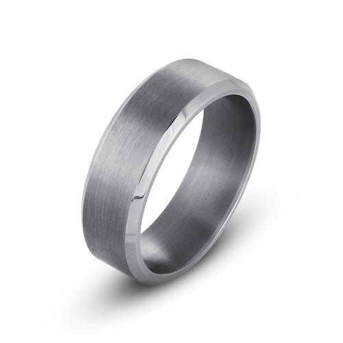The Stratos - Titanium Wedding Ring with Brushed Finish and Polished Beveled Edges