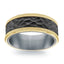 Titanium ring with gold hammered finish on a white background