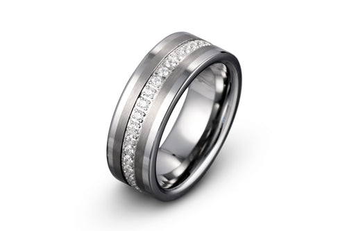 Theodoros Tungsten Eternity Ring with Cubic Zirconia