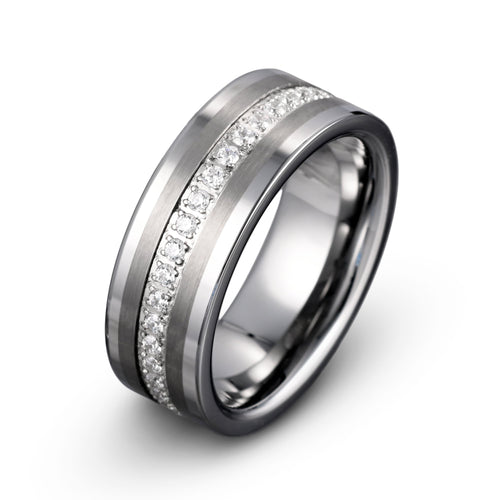 Theodoros Tungsten Eternity Ring with Cubic Zirconia
