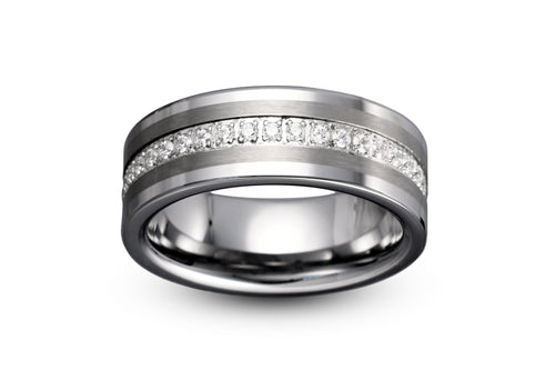 Theodoros Tungsten Eternity Ring with Cubic Zirconia