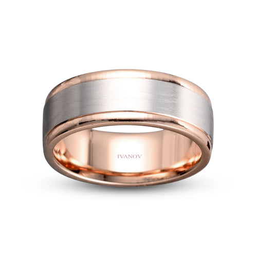 Maverick - 14K Gold Two-Tone Men's Wedding Band 8mm Width