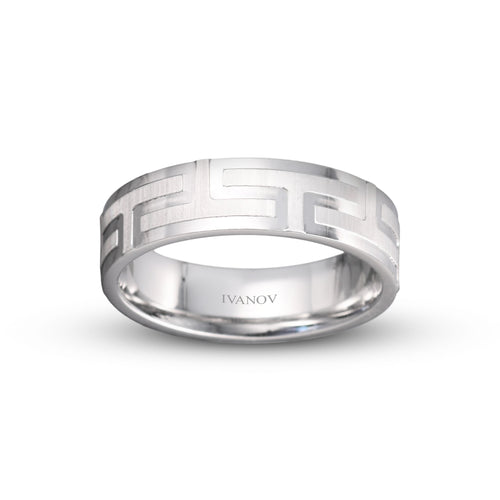 Greek Key Olympus Ring 14K Solid Gold Wedding Band