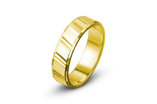 Gilded Facet 14k Gold Men's Wedding Band 6mm