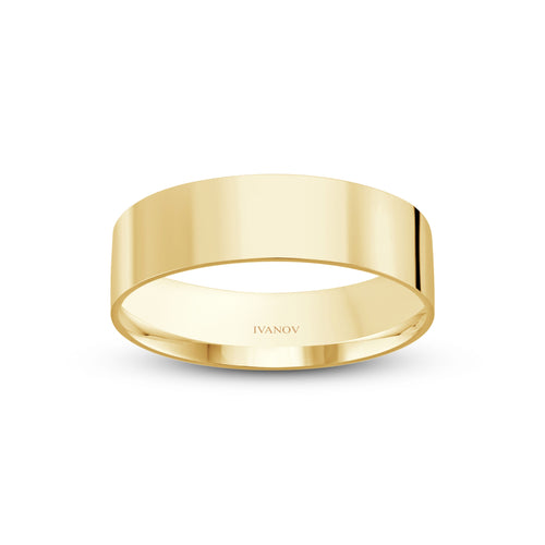 Gold ring polished finish flat 6mm with 'IVANOV' branding on a white background