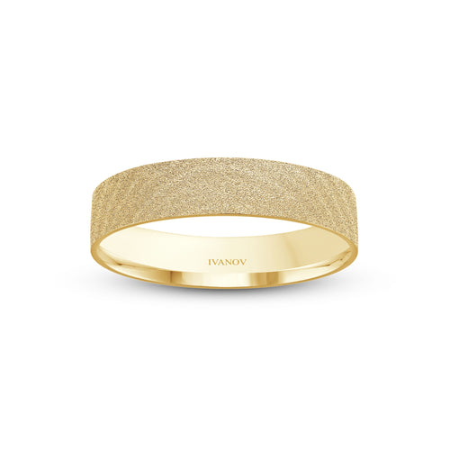 The “Silhouette” – 14K Solid Gold. Rolled Finish. Flat 4mm Band. Free Engraving.