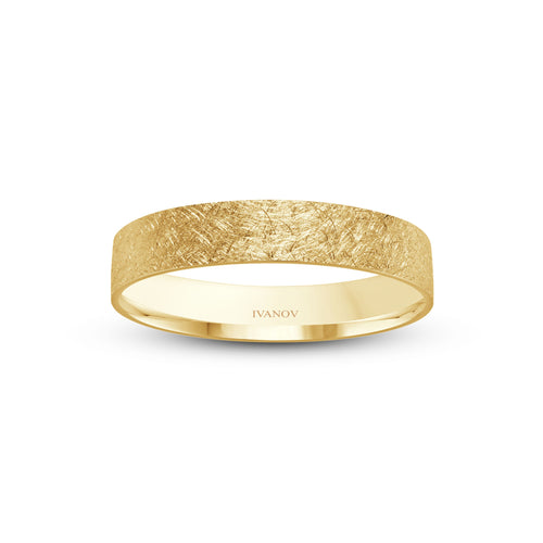 The Static - 3mm Scratched Flat Wedding Ring in 14K Yellow Gold