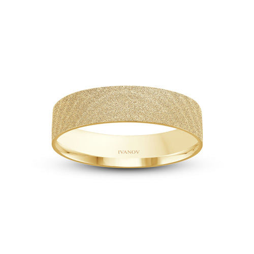 The “Plainspoken” – 14K Solid Gold. Rolled Finish. Flat 5mm Band. Free Engraving.