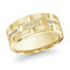 Gold ring with diamond accents on a white background