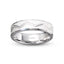 White gold ring with geometric zigzag design textured finish polished beveled edges 6mm width on a white background
