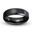 Black brushed zirconium ring polished beveled edges 6mm