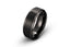 Noir Eclipse Tungsten Ring - Black Brushed Band with Polished Stepped Edges