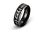 Avian Symphony - Engraved Tungsten Ring with Silver Beveled Edges