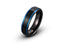 Blue Horizon Tungsten Wedding Band Black Brushed Finish Blue Edges