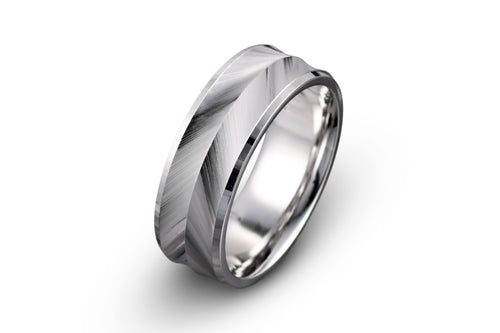 Gladiator Ring 14K Gold Men's Wedding Band Diamond Cut Arrow Design