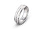 24k white gold mens wedding band in brushed finish domed style polished edge grooved in the center of the ring