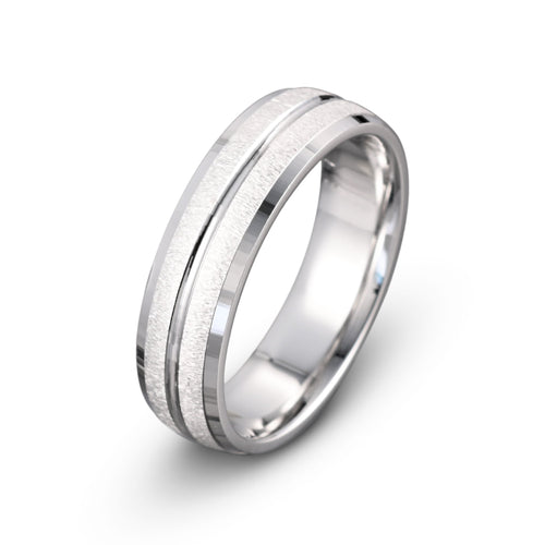 Golden Arcadia - 14k Gold Wedding Band Brushed Polished Grooved