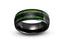Verdant Harmony: Black Tungsten Ring with Green Wood Inlay