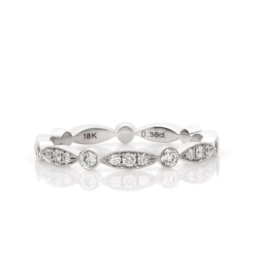 0.38 ct. Natural Diamond Eternity Ring with sectioned Marquise Pave and Bezel 18K band