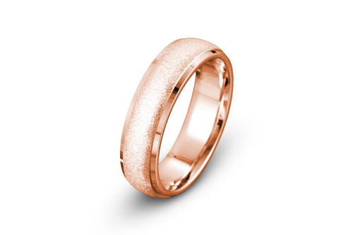Sovereign Ring 14K Solid Gold Men's Wedding Band Brushed Domed Style
