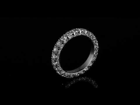 Starry Night Diamond Wedding Band with Micro Pave and Mill-Grain