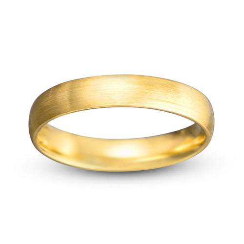 Phoenix 14K Gold Wedding Band with Brushed Finish, 4mm Width