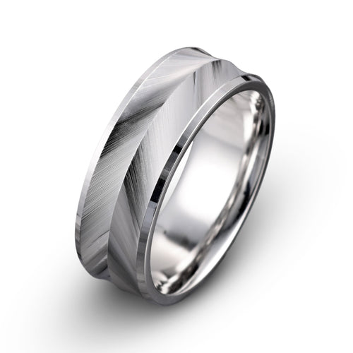 Gladiator Ring 14K Gold Men's Wedding Band Diamond Cut Arrow Design