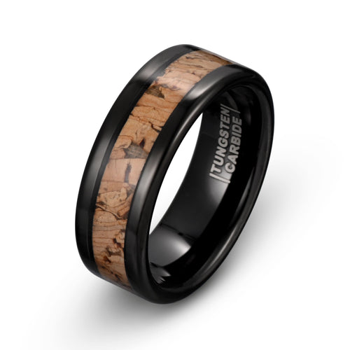 Forest Embrace Black Tungsten Ring A Fusion of Nature & Modern Design